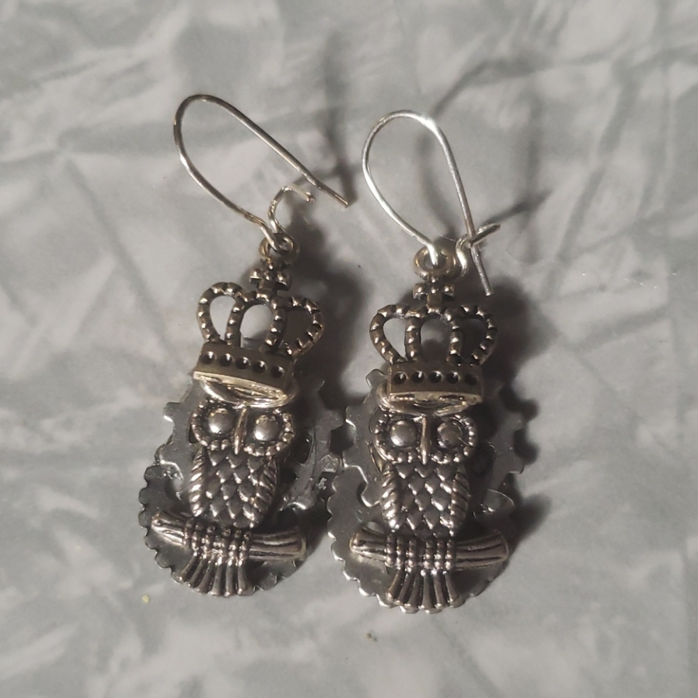 Owl and Gear Steam Punk Earings